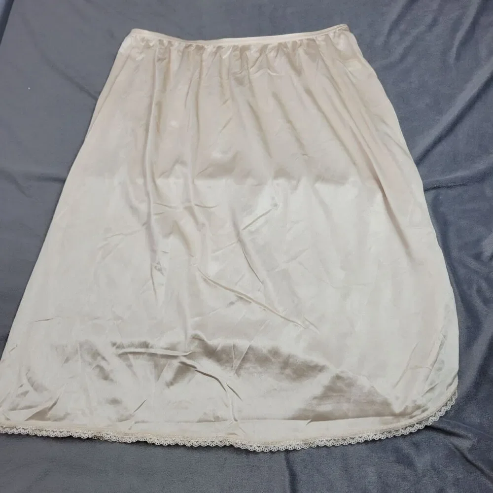Cabernet‎ Womens Nylon Lace-Trim Half Slip Skirt L Beige